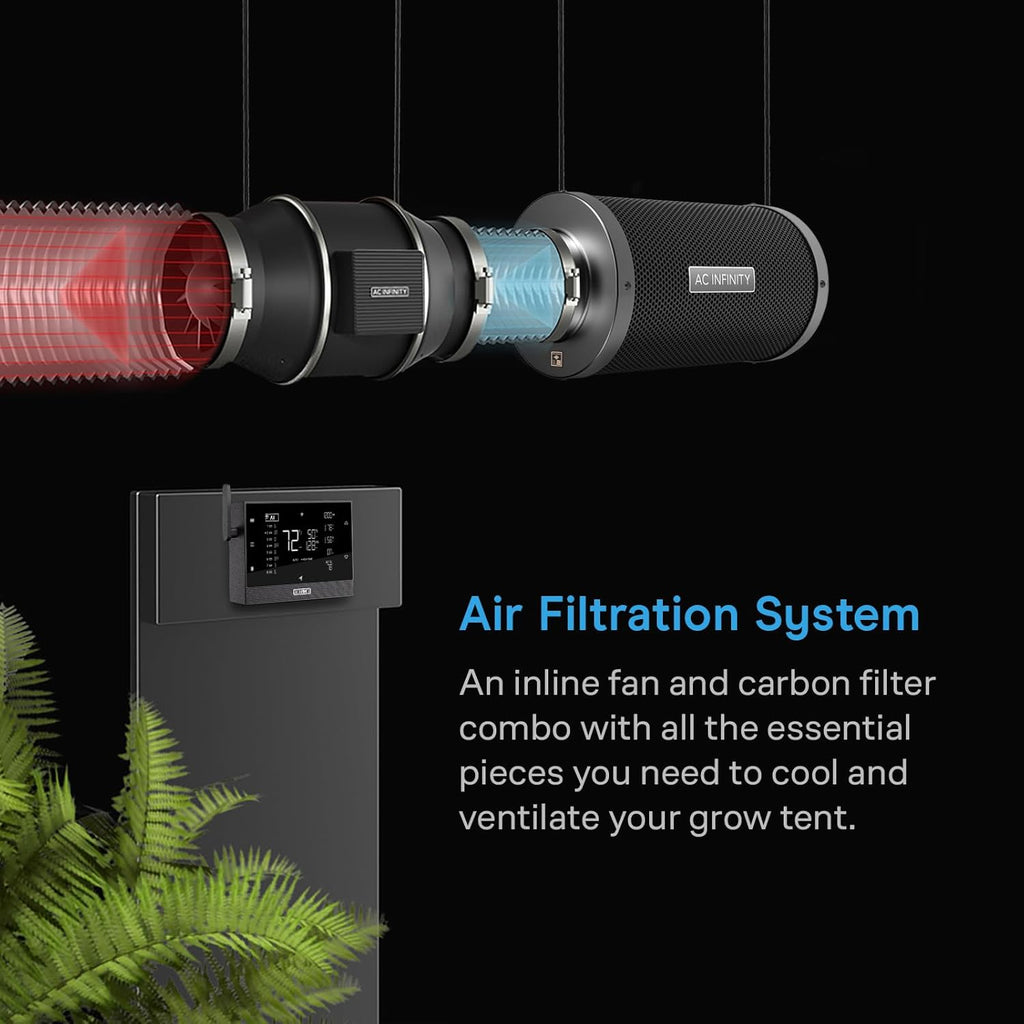 AC Infinity Air Filtration PRO Kit 4”, AI Controller with WiFi App Control & Auto Level Adjusting, Inline Fan, Carbon Filter, Ducting, Ventilation System for Grow Tents, Hydroponics, Indoor Gardening
