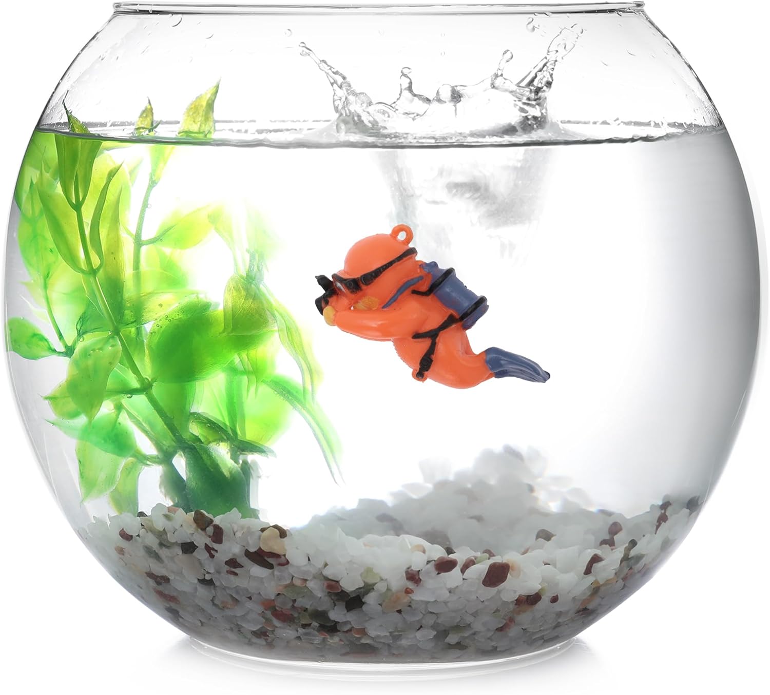 Diver Aquarium Decorations, Floating Diver Fish Tank Decorations, Floating Cartoon Diver Decor, Fun Floating Fish Decoration, PVC Diver Decor, Orange, 1 Set