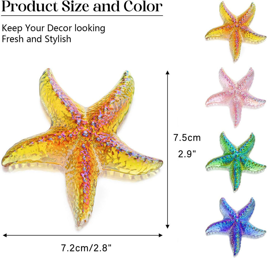 H&D HYALINE & DORA Amber Blown Glass Starfish Figurine Miniature Ocean Animals Collectible Figurine Tiny Glass Starfish for Tables, Desks Home Decor
