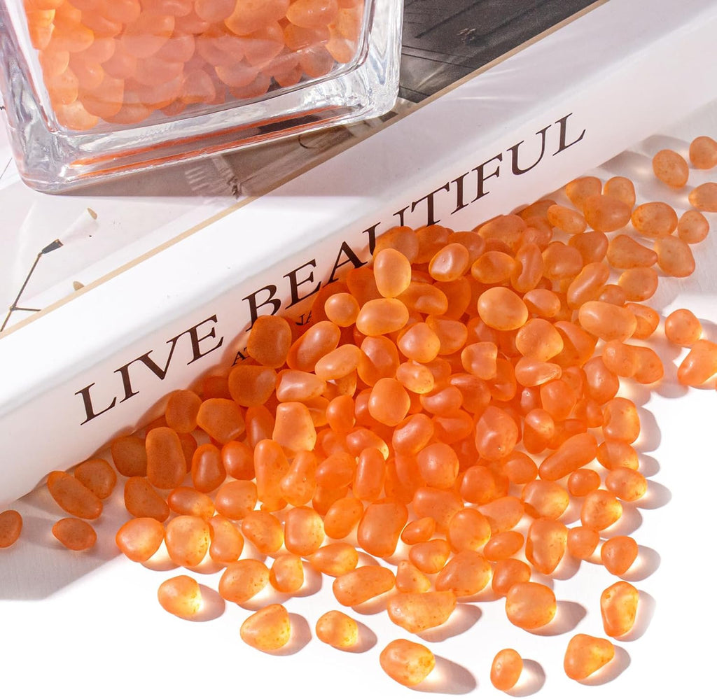 Keedolla Aquarium Rocks Betta Fish Tank Gravel, 3 LB Frosted Sea Glass Marbles Gemstones for Vase Fillers, DIY Crafts and Home Decor - Orange, 6-9mm
