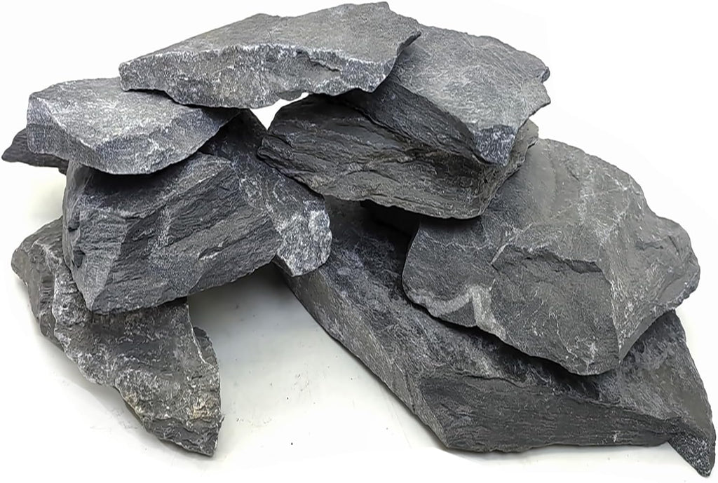 PINVNBY Natural Slate Rock 5lb PH Neutral Aquarium Rocks Aquariums Stones for Aquascaping, Landscaping Model, Reptile & Amphibian Enclosures, Tank Decoration