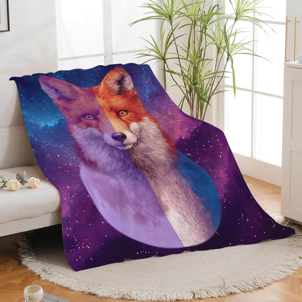 Fox Throw Blanket Orange Fox Stuff Gifts for Kids Girls Boys Adults Women Men Soft Cozy Warm Plush Fluffy Fuzzy Fleece Blanket Decor 40''X50''