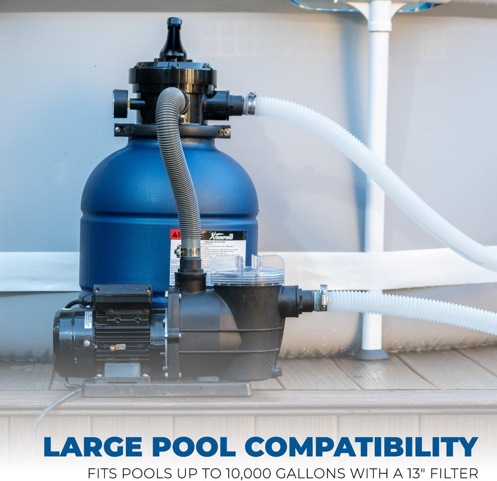 XtremepowerUS 13" Sand Filter 0.75 HP Pool Pump 4 Way Valve for Above Ground Pool Set with Stand Up To 10,000 Gallons, 2400GPH 1-1/4"NPT