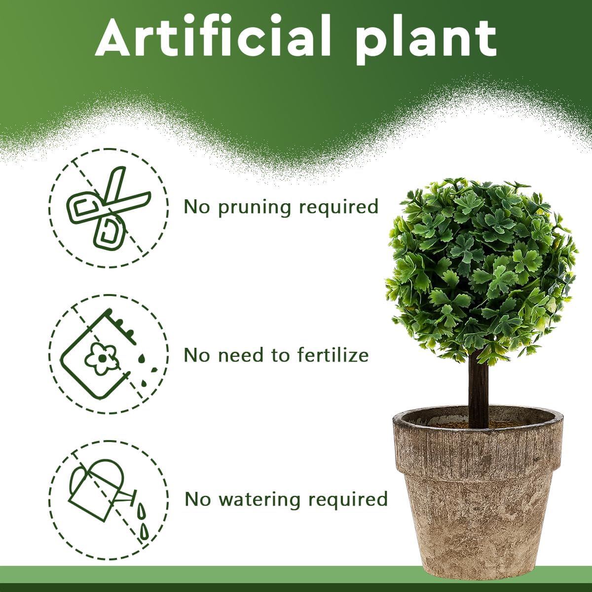 Woration Artificial Green Grass Ball Potted Fake Shrubs Big & Small Ball Plant Greenery Decor Faux Realistic Bonsai Home Office Desk Farmhouse Room, 2 Pcs