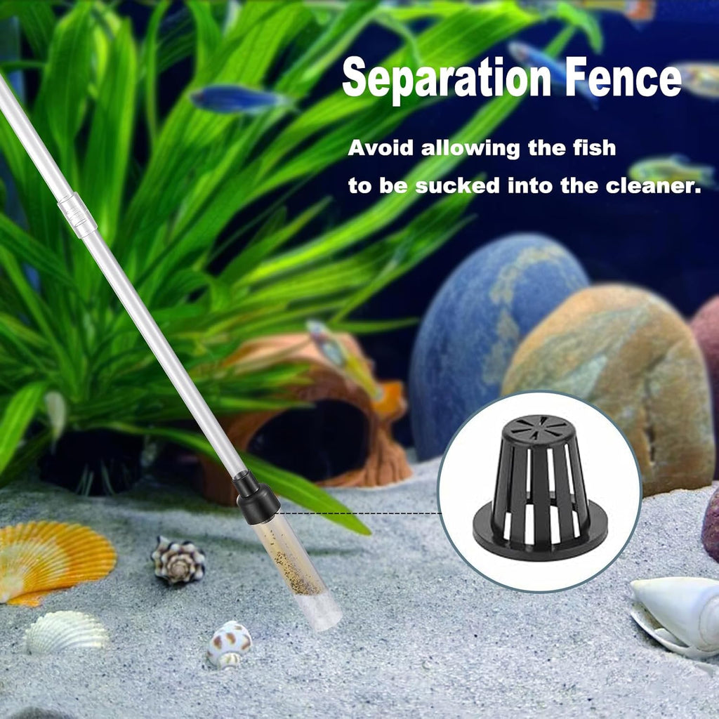 Carefree Fish Aquarium Gravel Cleaner 6Ft Hose Silicone Airbag Fish Tank Water Changer Gravel Vacuum Adjustable Length ABS(for 5~20Gal Tank)