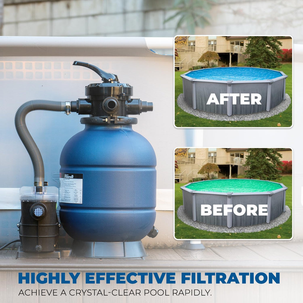 XtremepowerUS 13" Sand Filter 0.75 HP Pool Pump 4 Way Valve for Above Ground Pool Set with Stand Up To 10,000 Gallons, 2400GPH 1-1/4"NPT