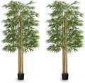 Maia Shop 2 Pack, 6ft Artificial Bamboo Tree, Natural Bamboo Canes, Decorative Pot, Wood Chips, Fake Plants for Home Decor