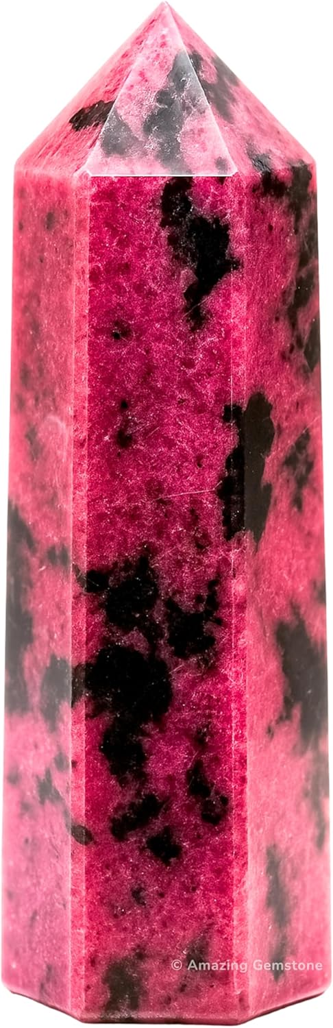 Amazing Gemstone Large Rhodonite Crystal Towers ~ Natural Healing Crystal Point Obelisk for Reiki Healing and Crystal Grid (5.5" to 6" INCH)