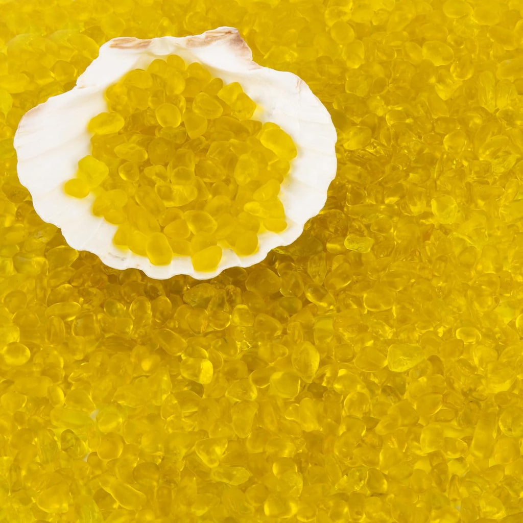 QEQEKAKA Sea Glass Stones for Crafts About 1LB (405g/14.28oz) Yellow Glass Pebbles Gemstones Bulk for Aquarium Rocks Fish Tank Gravel Filler for Vases Centerpieces