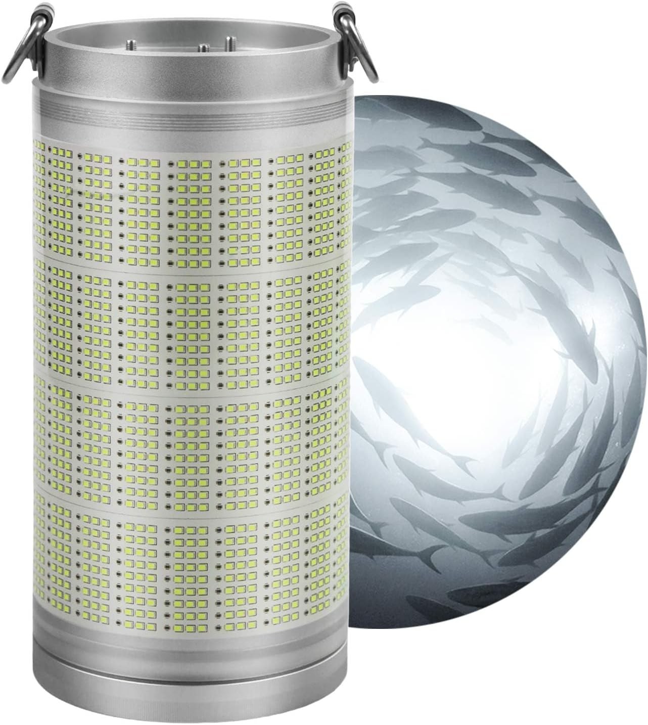 Rechargeable Underwater Fishing Light, Built-in Battery & Cordless, Remote Dimmable, Auto-On in Water, IP68 Waterproof, Multi-Color, Suitable for Boat, Dock, Freshwater, and Saltwater