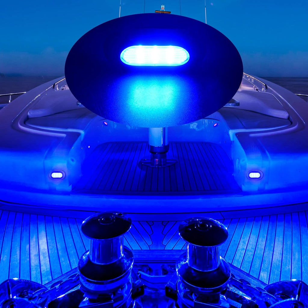 4PCS LED Courtesy Light Step Lights Accent Utility Lighting Surface Mounted for Boat IP67 Waterproof Lamp Yacht RV Caravan Light Stainless Steel Cover 12VDC (Blue), E012082-EMX