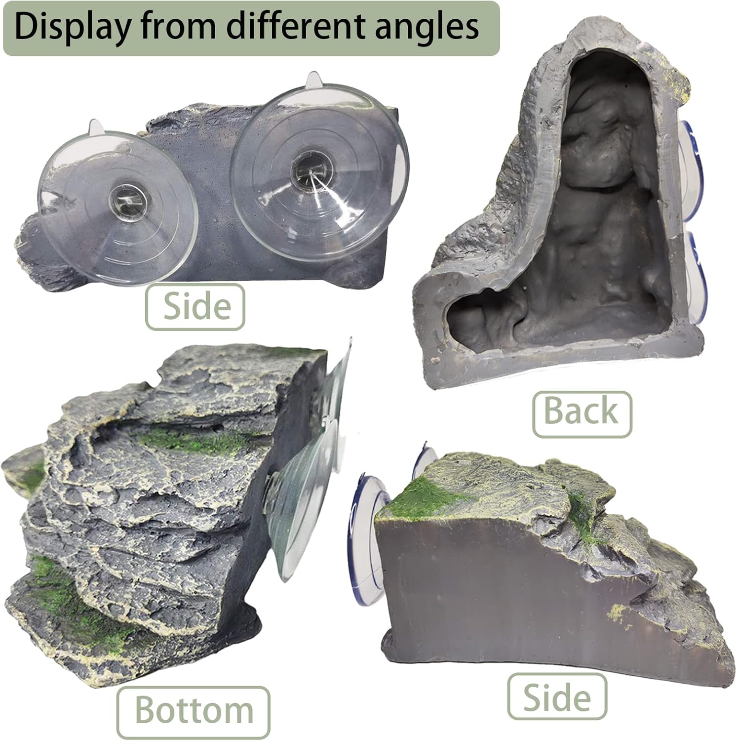 kathson Turtle Basking Platform Baby Tortoise Climbing Ramp Shale Reptiles Dock Resting Terrace Stone Small Aquarium Ornament Rock Landscaping Decoration for Frogs Newts (Large size:7.1”Lx6.3”Wx2.7”H)