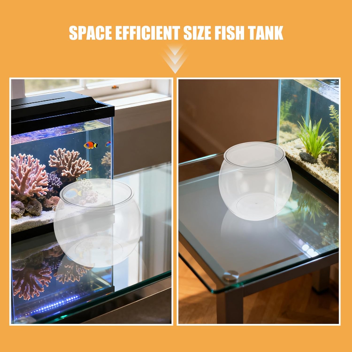 Clear Round Fish Bowl: 7.86X6.68in Plastic Aquarium Tank for Small Fish Or Turtles - Aquarium Tank for Goldfish - Transparent Round Betta Container Easy to Clean