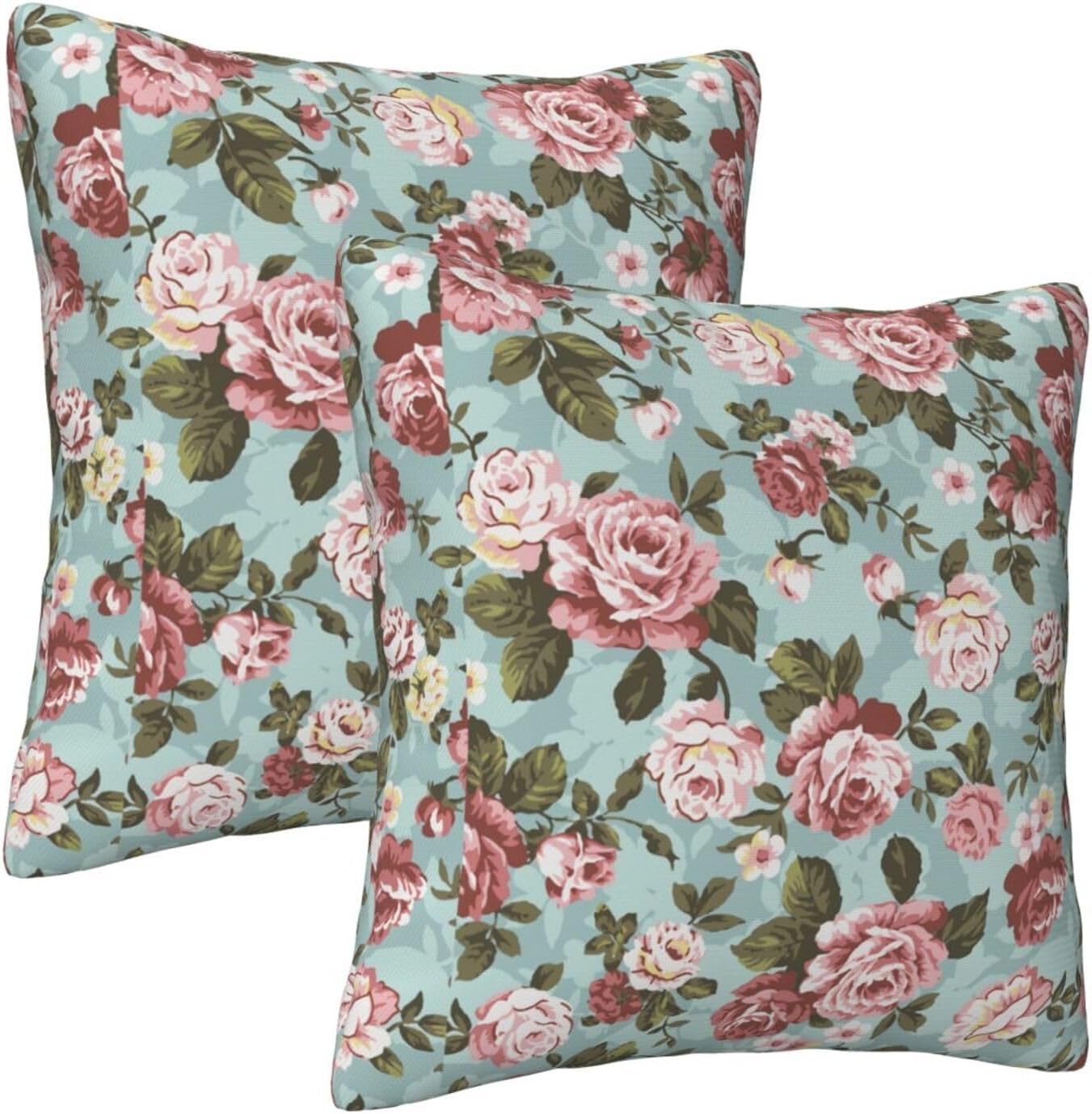 Blush Pink Rose Throw Pillow Covers Set of 2 Ultra-Soft All-Season Pillow Shams with Hidden Zipper,Durable for Sofa Bed Car Decor & Gift 18x18IN
