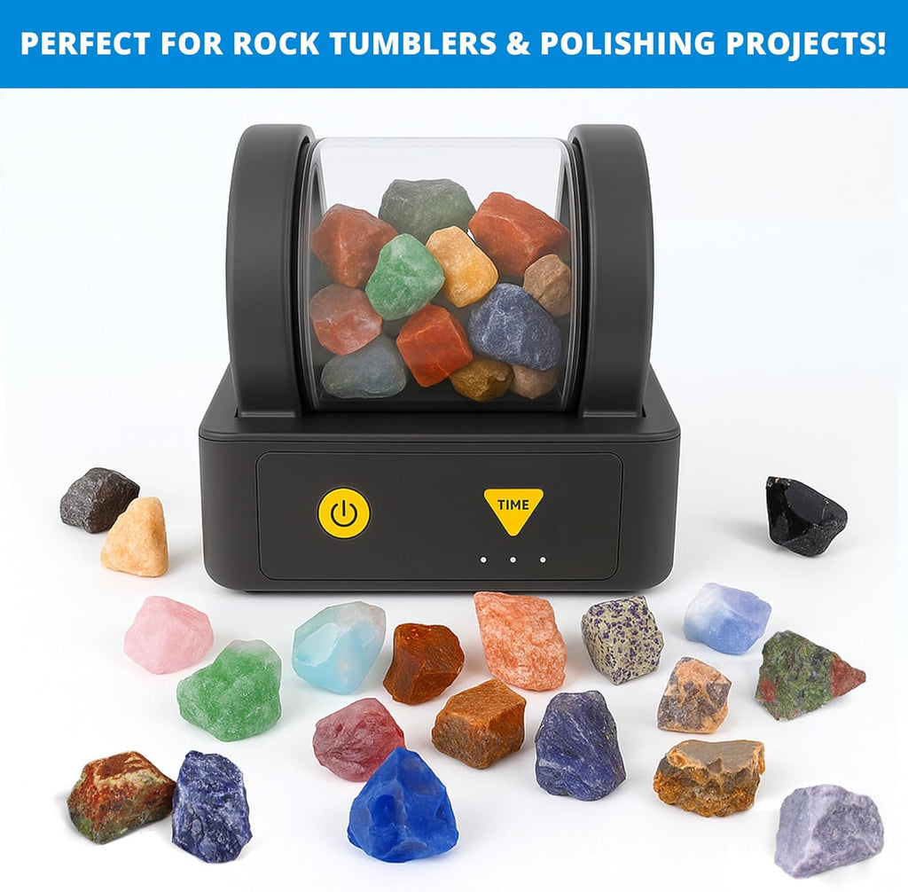 Jumbo Rock Collection Kit - 20 Pcs Large Unpolished Rocks, Minerals & Crystals (1.5-2 inch) with 54 Game Cards, Learning Book, Collector Box & Magnifier - Educational Rock Lover Gift for Kids 6+