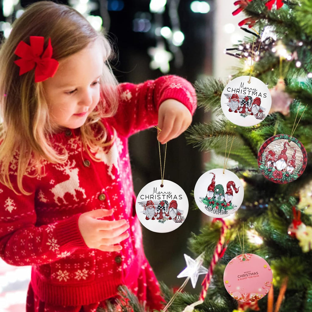 Cute Christmas Tree Ornaments for Decorations Small Tree First Ceramic Christmas Ornaments Gift Gnome Ornament Decorated Xmas Tree Mini Decorating Outdoor Hanging Ornaments
