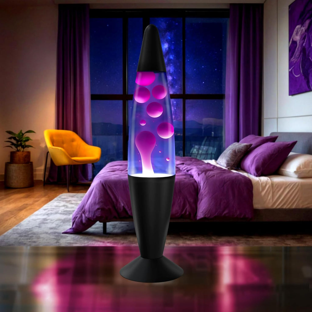 JAMBO 16" Beautiful Lamp- Purple with White/Pink Wax, Relaxing Liquid Lamp for Living Room Office Bedroom Adults Teens Kids, Magma Light, Night Light Nightlight, Home Decor