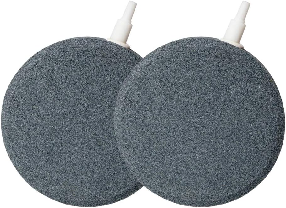 Quickun 4 Inch Updated Crazy Air Disc Stone Cylinder Bubbler Plus Diffuser Aquarium Fish Tank Hydroponics Pump Airstones Diffuser 3/16" 5/16" Hose ID, Pack of 2