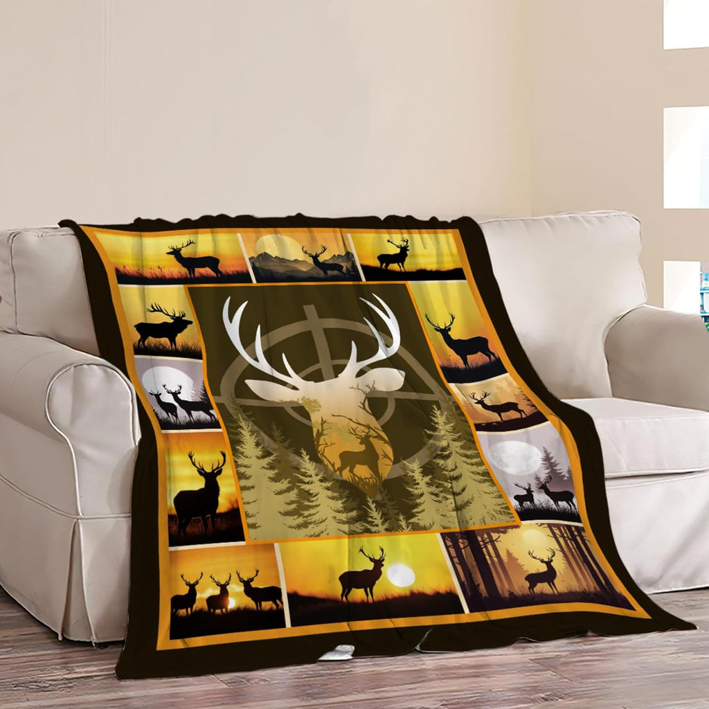 Hunting Throw Blanket Deer Throw Blankets Gifts for Couch Sofa Bed Stuff Decor Soft Cozy Fleece Plush Warm Flannel for Hunter Lover Men Women 50"x60"