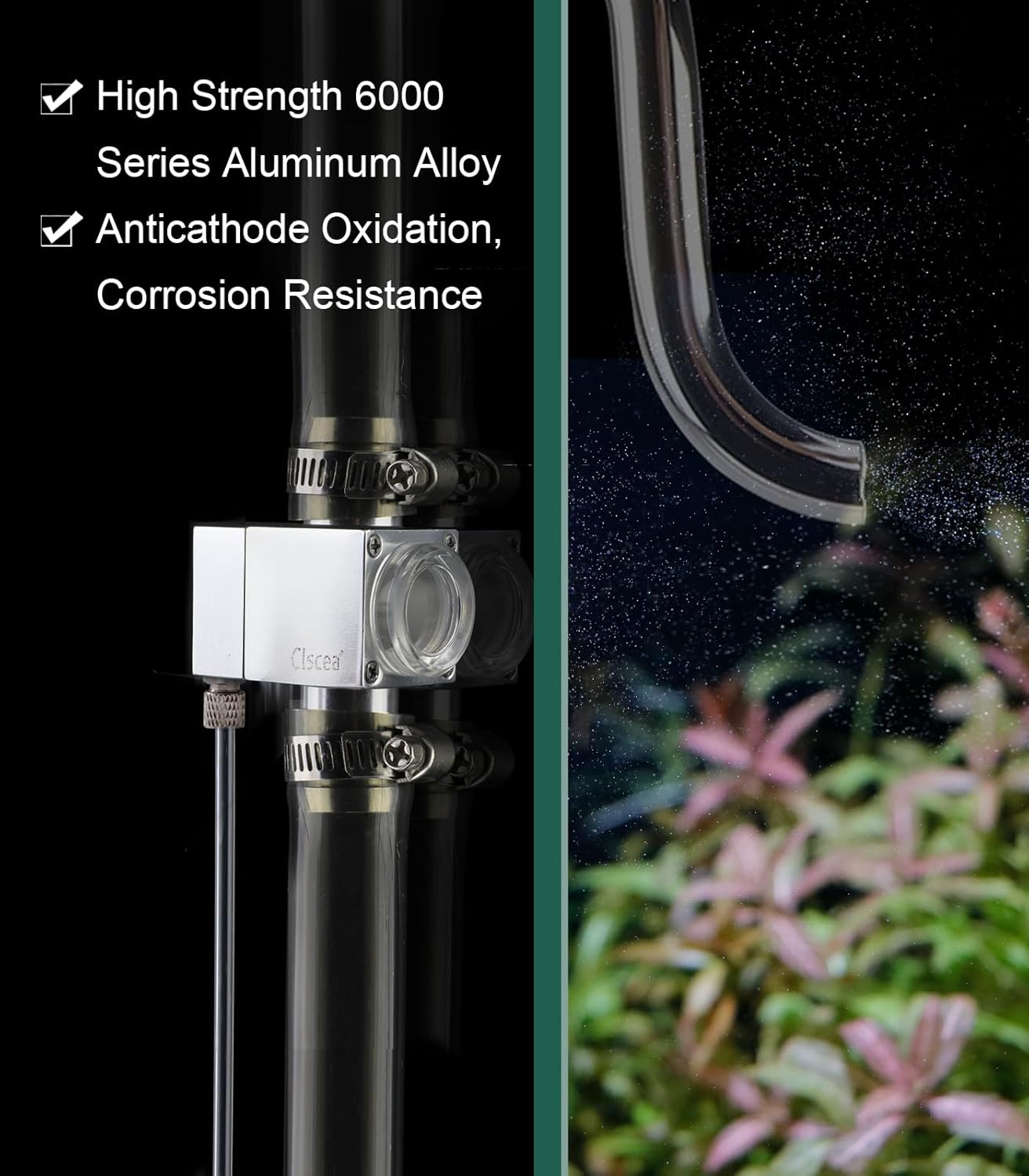 External Inline CO2 Diffuser Atomizer Aluminum Alloy for Planted Aquarium 16 mm