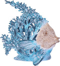 Coastal Angelfish Figurine – 7.3in Turquoise Coral Reef Fish Statue, Nautical Ocean Decor for Bathroom, Living Room, Office, Shelf or Coffee Table – Beach House Gift Accent