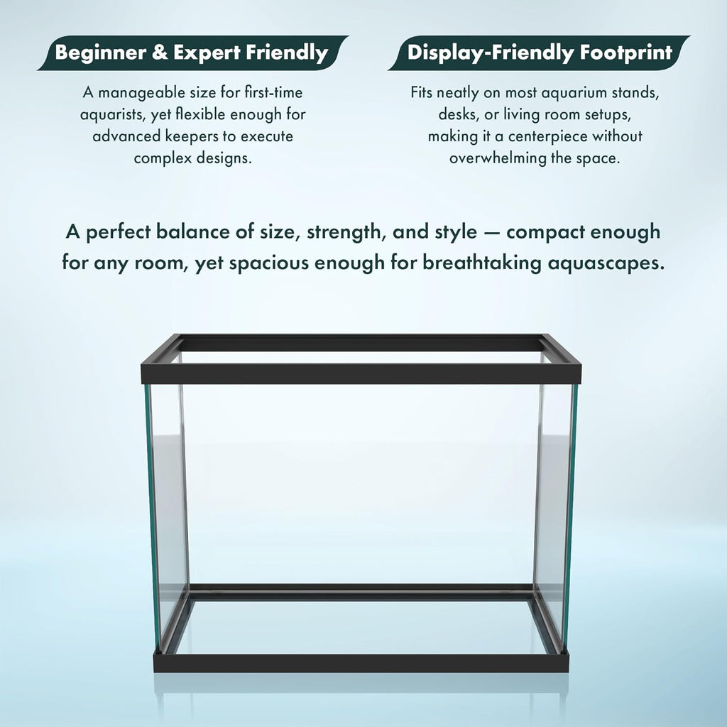 SubstrateSource 20 Gallon Glass Aquarium - 24 x 12.5 x 17.25 in - Large Clear Rectangular Rimmed Freshwater/Saltwater Fish Tank for Betta, Goldfish, Guppy, Shrimp for Home or Office Aquascaping