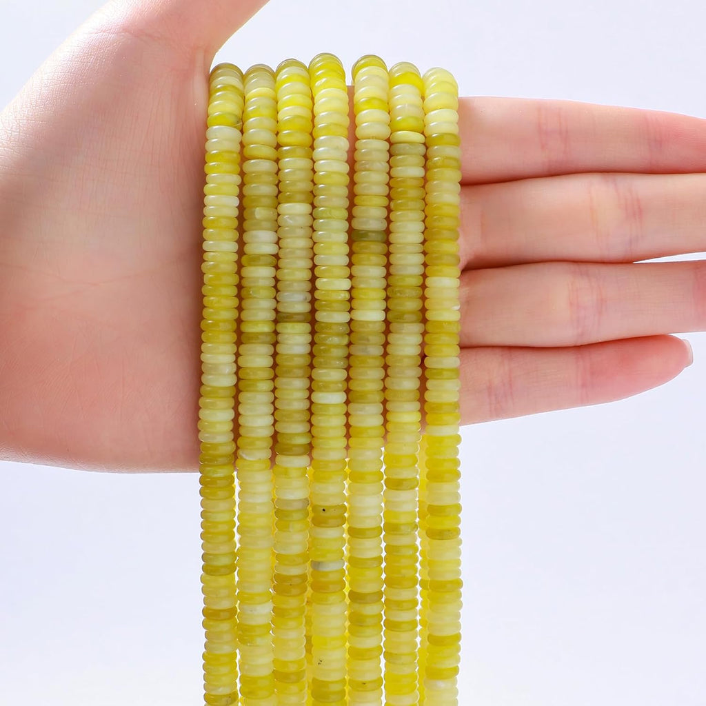 Natural Lemon Jade Disk Stone Spacer Beads 6x2mm 38cm/str Flat Rondelle Loose Semi Gemstone Caps for Making Bracelets Necklace