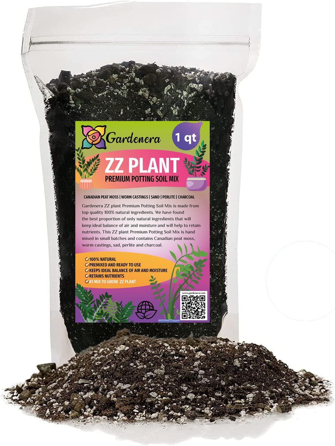 Gardenera Premium ZZ Plant Ultra-Performance Potting Mix - Proven Formula for Thriving Zamioculcas - Enhances Elegance and Vigorous Growth - 1 Quart