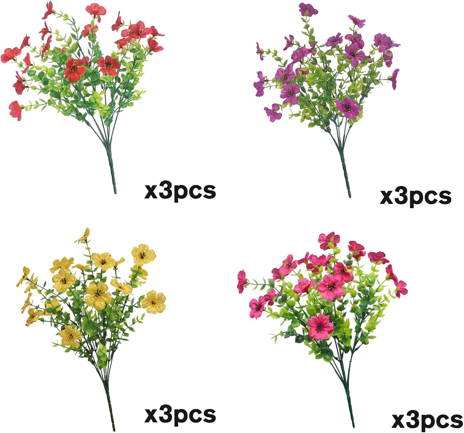 Artificial Outdoor Flowers 12 Bundles Faux Daisy Plants Look Real Spring Summer Decoration Assorted Silk Multicolor Floral Stems for Vibrant Patio Balcony Yard Decor Outside (Multi colour 2#)