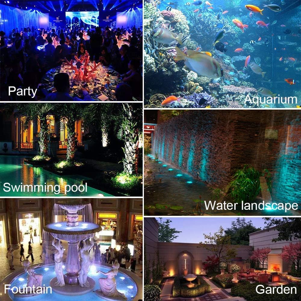 Pond Lights, RGB Outdoor LED Fountain Lights Underwater Landscape Spot Lights IP68 Waterproof Dimmable Memory for Garden Yard Lawn Waterfall (4 Lights)