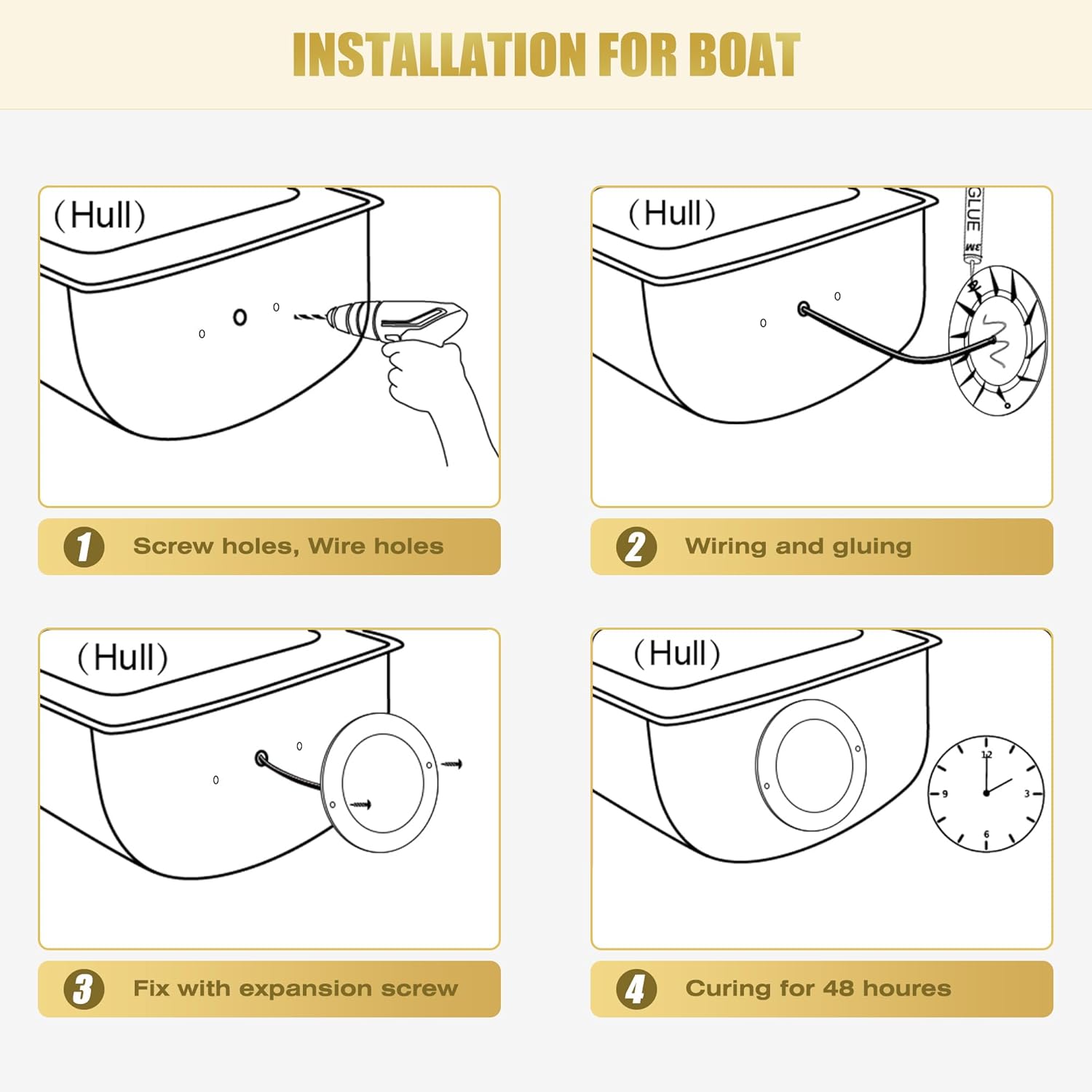 Goldlife B6 3000LM Underwater LED Boat Light, RGB Marine Underwater Light, 6" 30W 36LED DC12V Dimmable Color Changing Super Brightness Boat Lights IP68 Transom Yacht Pool Pontoon Light
