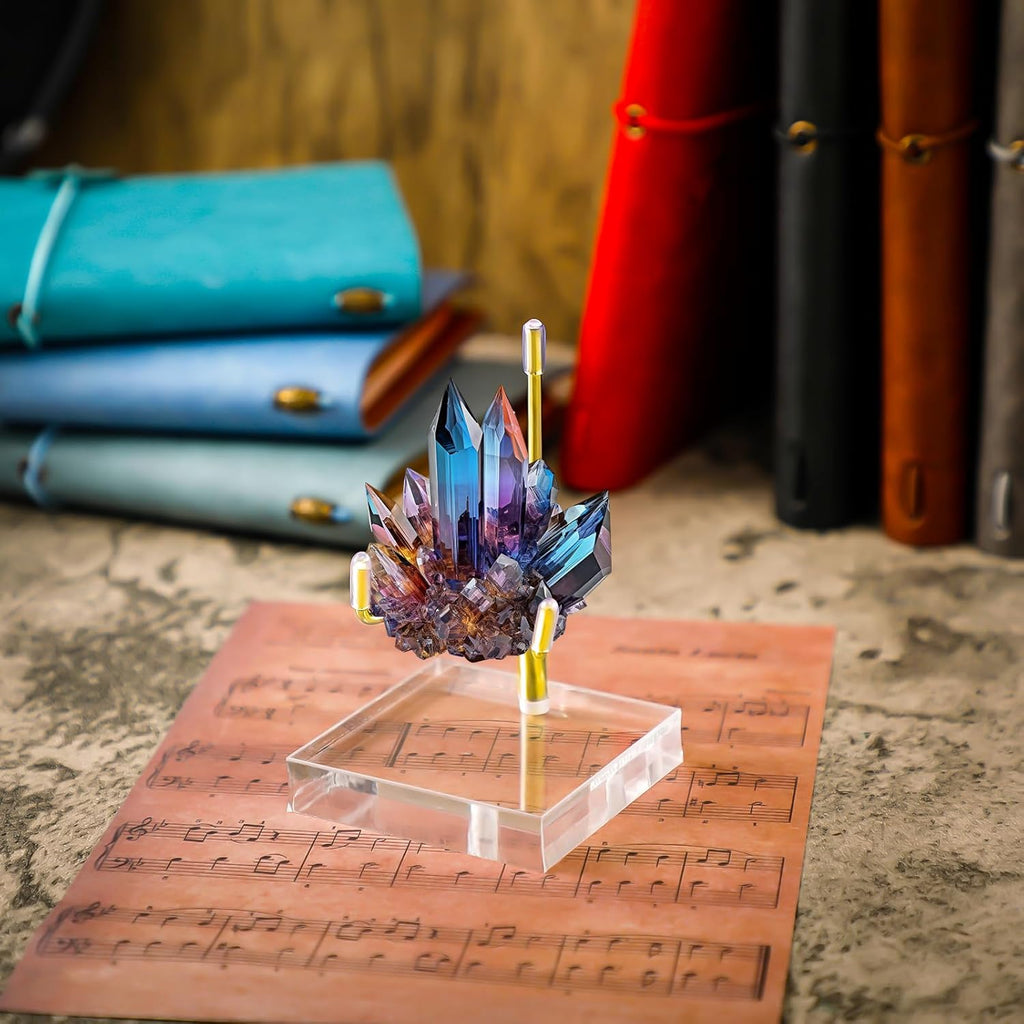 Kigley 8 Pcs Adjustable Metal Arm Display Stand Crystal Holder Easel Display with Acrylic Base Easel Rock Mineral Stand for Geodes Mineral Agate Collection (Silver,1.57 x 1.57 x 2.95 Inches)