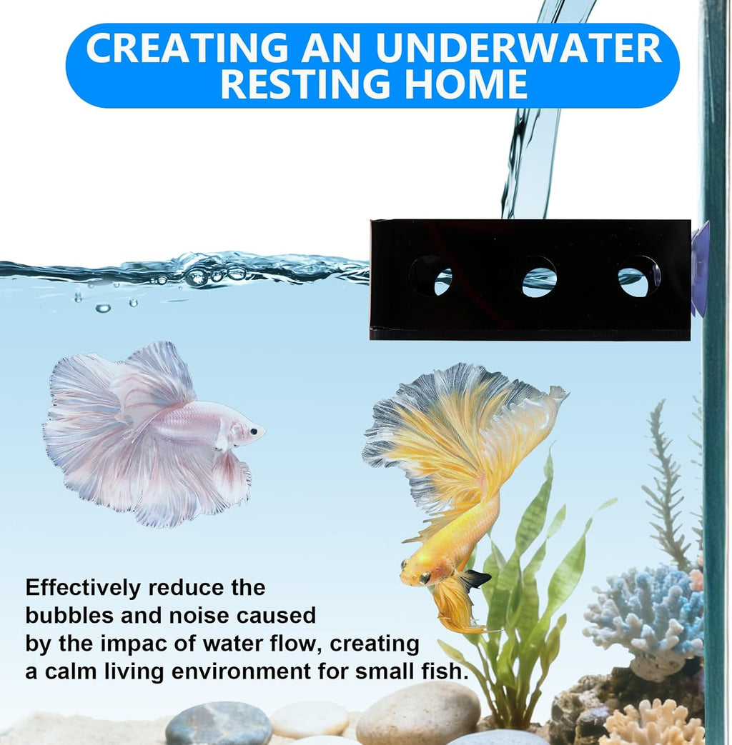 Aquarium Filter Baffle with Suction Cup, ABS Fish Tank Filter Flow Controller, Square Slow Flow Fish Tank Accessory for Betta Fish Shrimp Tanks