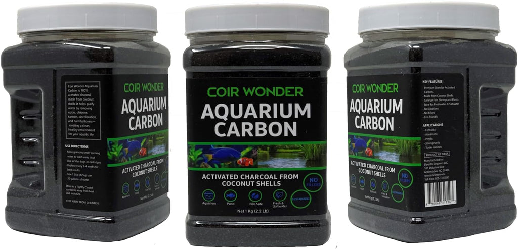 Aquarium Activated Carbon – Charcoal Filter Media Pellet Granules for Fish Tank & Pond – 1 Kg (2.2 lb) – Steam Activated Coconut Shell Carbon – Coir Wonder