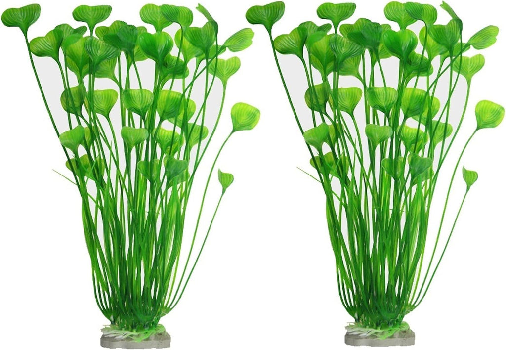 2PCS Aquarium Decor Plastic Plants, Large 16 Inches Artificial Fish Tank Plants (Green)