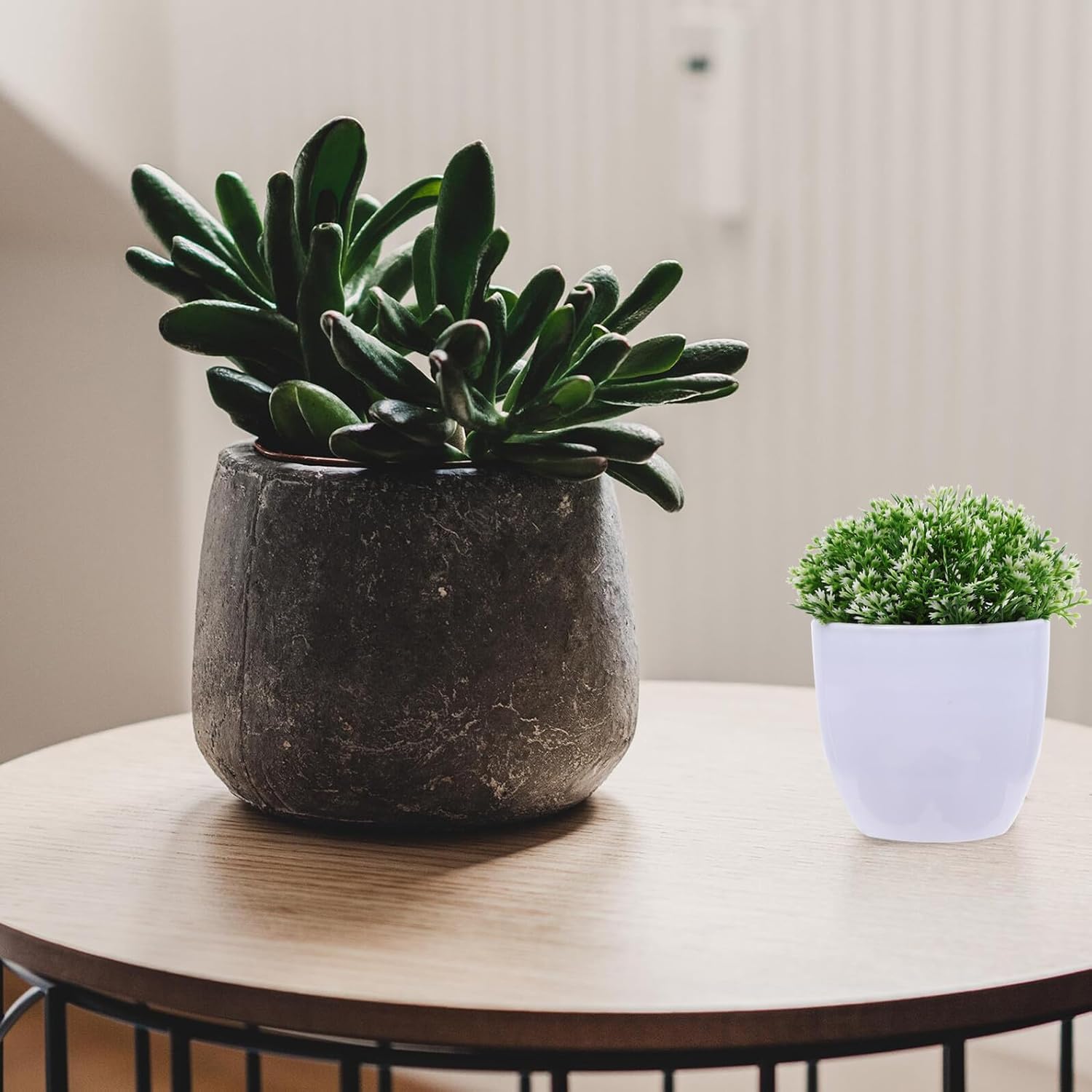4Pcs Mini Faux Bonsai Plant Decor Artificial Succulent for Desktop Bookshelf Windowsill Decoration Vivid Realistic Greenery Ornament for Home Office