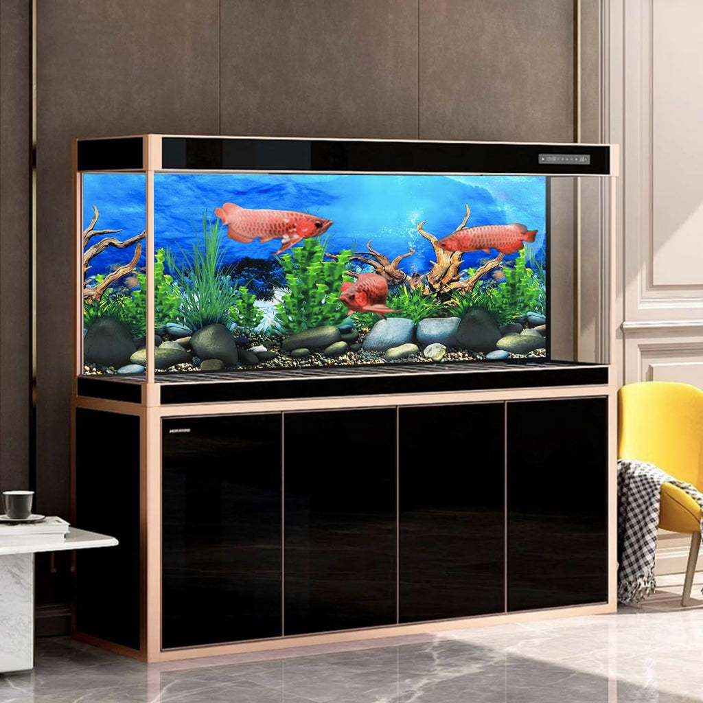 Lainrrew Aquarium Background Poster HD, Dual-Sided Water Plants & Fish Tank Landscape, 16"x40", Vivid Marine Life, Waterproof Scenery, Easy to Install, Durable Tank Decor (Type 3)