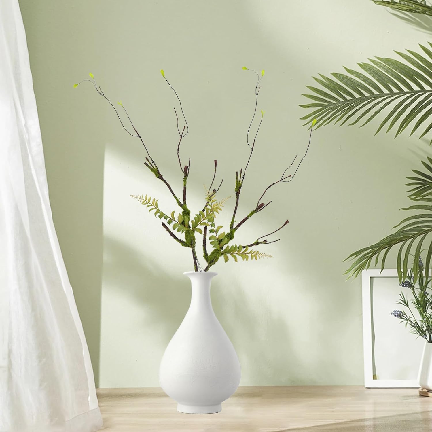 2pcs 40 inch Bendable Artificial Tree Cherry Blossom Branches Vines Twigs Limb Trunk Silk Moss Green Plants For Minimalist Decor Wall Hanging Vase Flower Arrangement Room Halloween Decoration