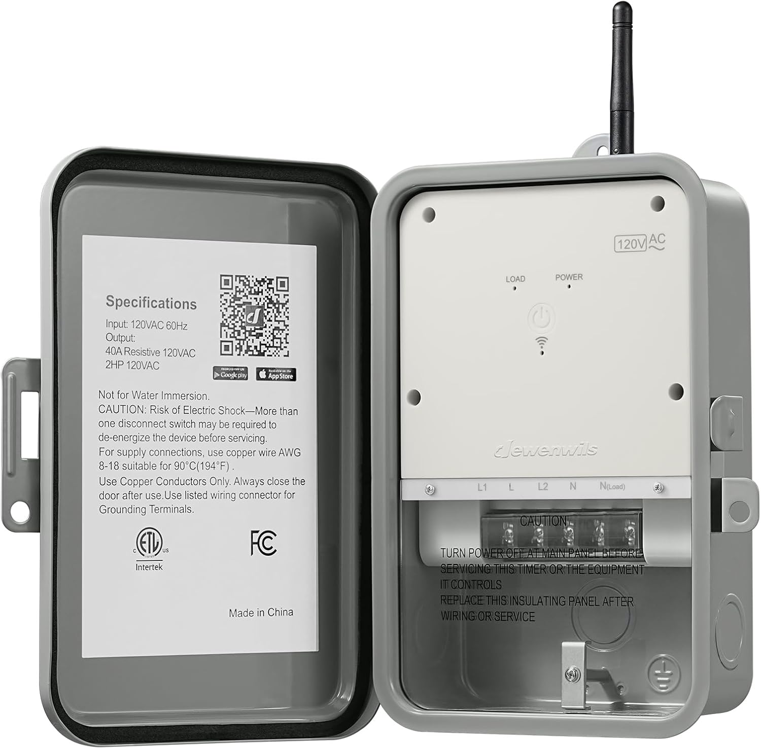 DEWENWILS Pool Pump Timer, Outdoor Smart WiFi Box, Heavy Duty 40A 120VAC 2HP Wireless Controller Timer for Pool, Water Heater, Compatible with Smart Phone, Alexa, Google Assistant, ETL Listed