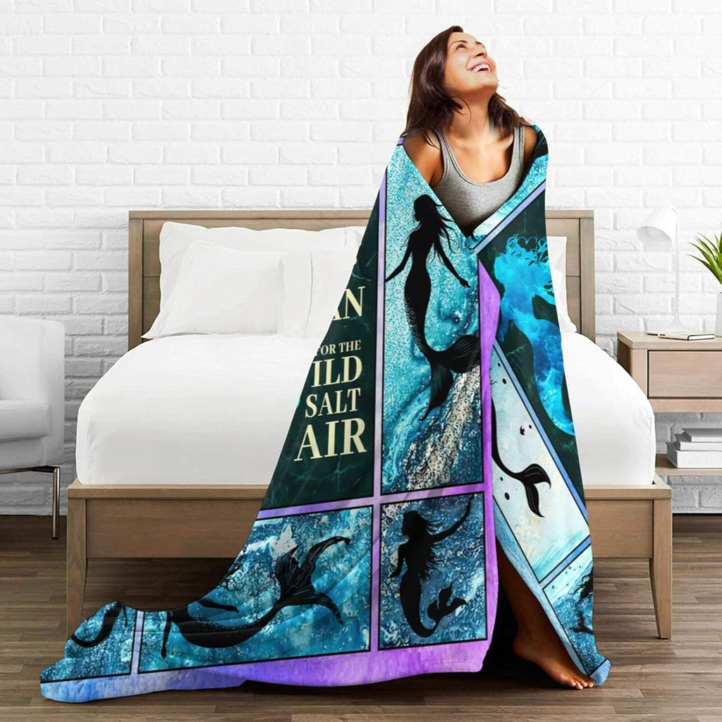 Mermaid Blanket Mermaid Throw Blanket Flannel Stuff Merch Cozy Decor Fleece Plush Fuzzy Warm Soft Lightweight Bedding Gifts for Girls Women Men Boy Couch Sofa 80"X60"