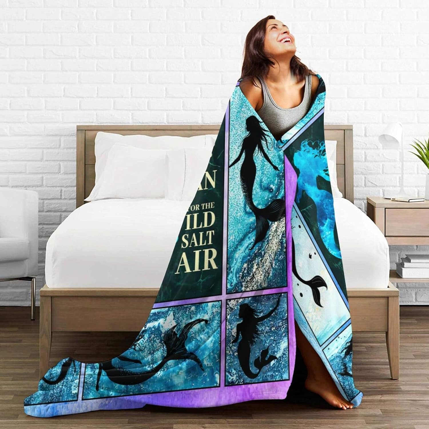 Mermaid Blanket Mermaid Throw Blanket Flannel Stuff Merch Cozy Decor Fleece Plush Fuzzy Warm Soft Lightweight Bedding Gifts for Girls Women Men Boy Couch Sofa 60"X50"