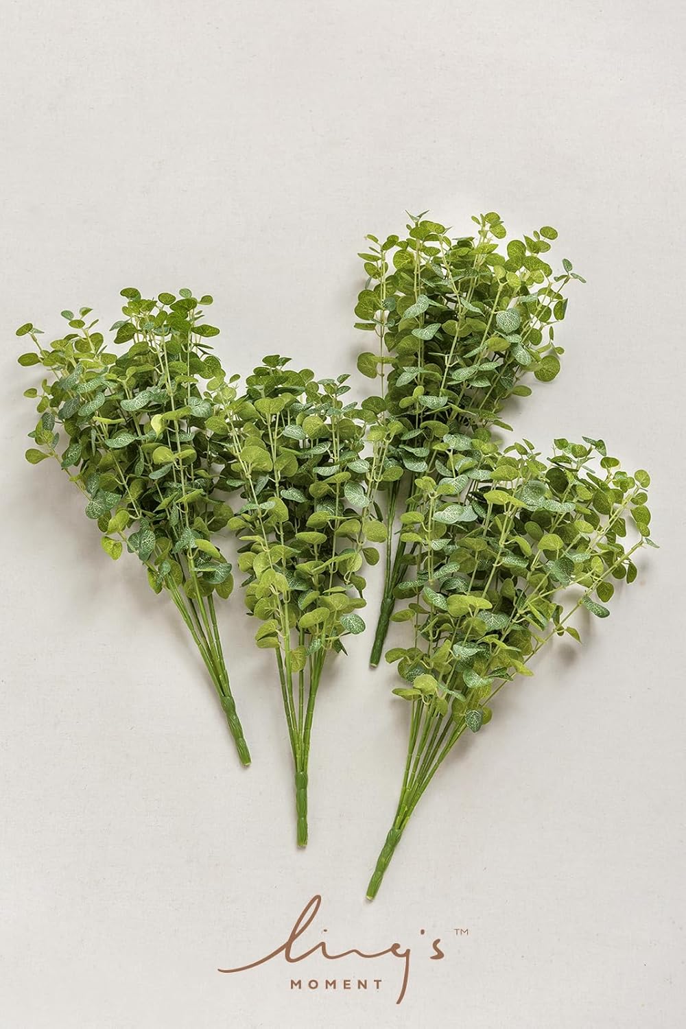 Ling's Moment Artificial Plants Eucalyptus Branches, 4Pcs 17.9" Tall Fake Greenery Filler Decor w/Stems, Realistic Texture Money Plant Leaves Decor for Room/Office, Wedding Bouquets/Table Centerpieces