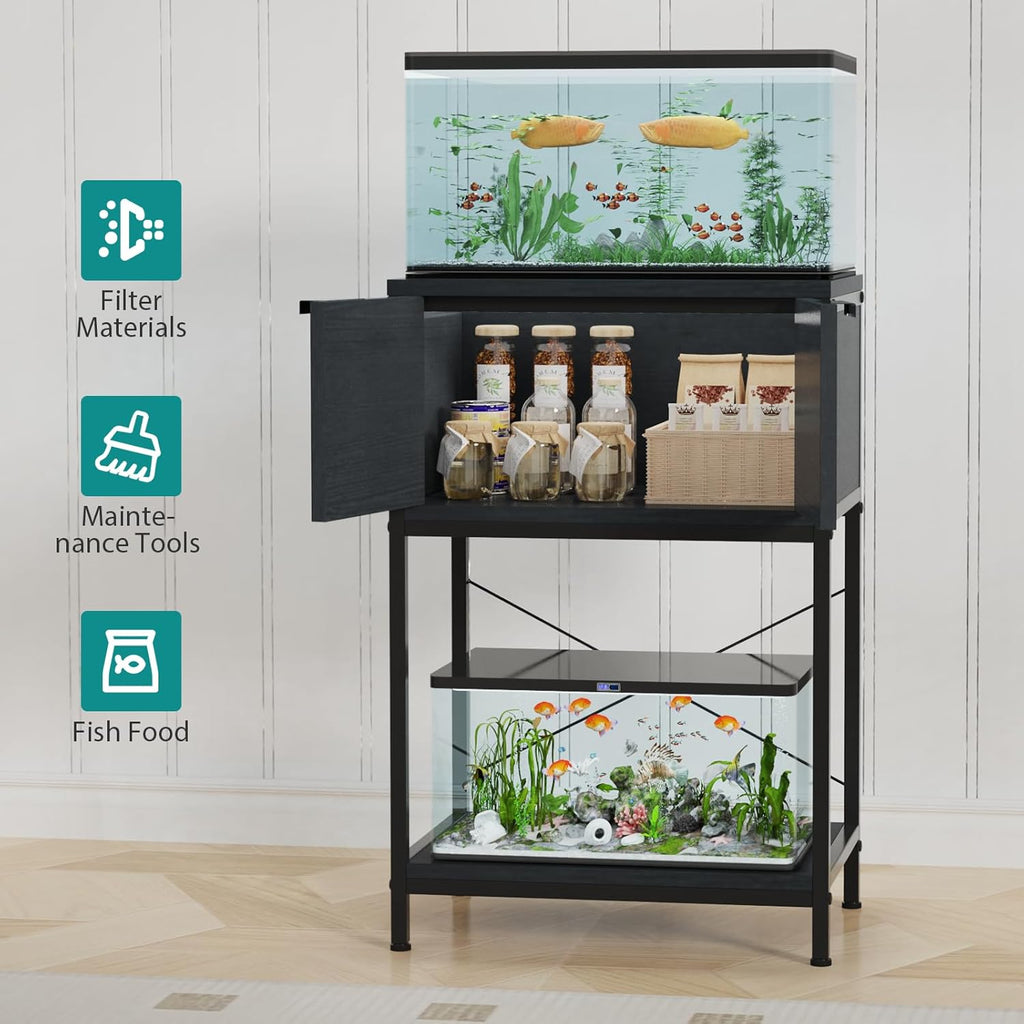 TFK 5-10 Gallon Fish Tank Stand, Aquarium Stand with Cabinet Storage for Aquarium Stand, Cabinet for Fish Tank Accessories Storage, Heavy Duty Tank Stand for Home Office Turtle Reptile Tank Stand