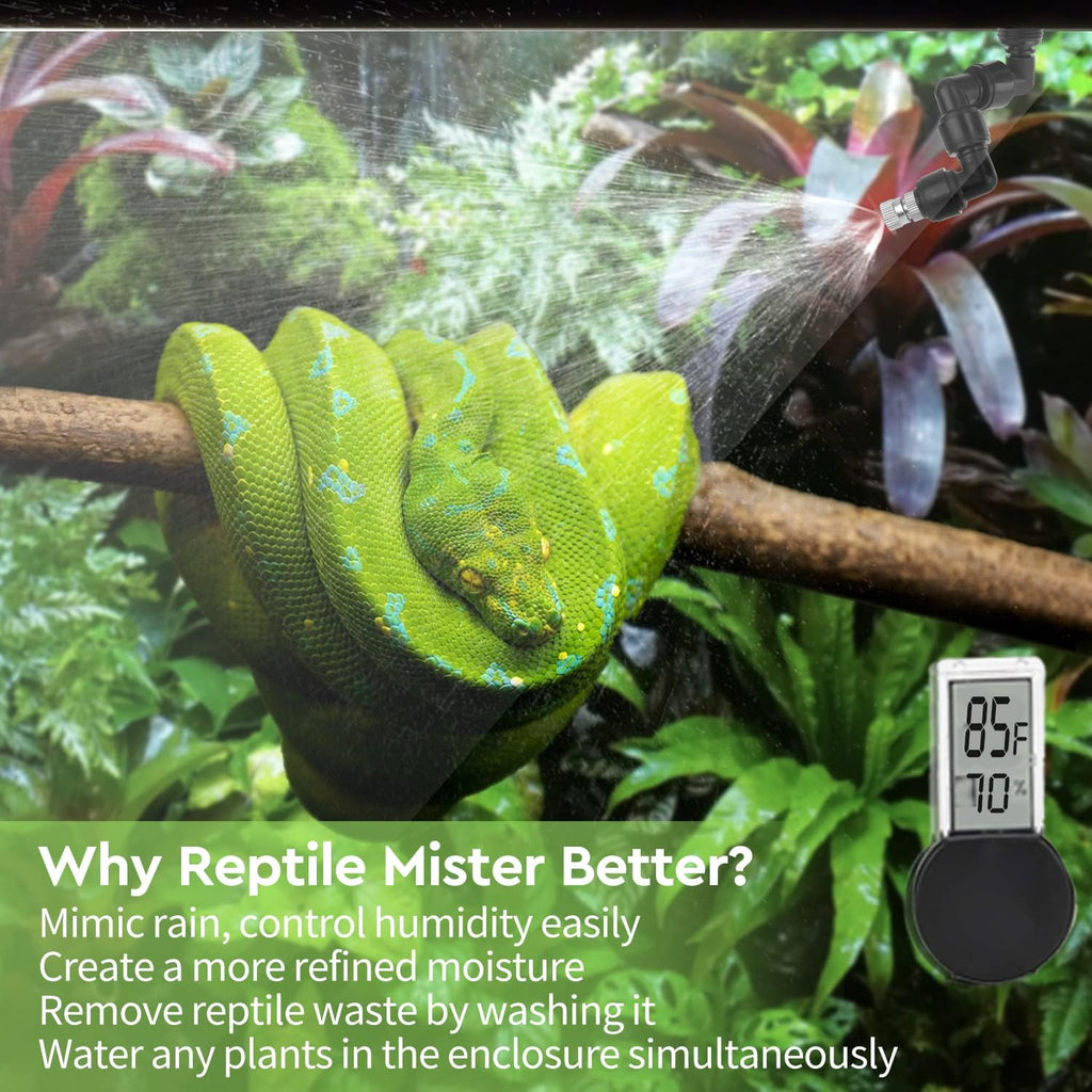 moistenland Reptile Humidifier, Misting System for Terrariums, Automatic with Adjustable Spray Nozzles, Black