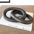 Wood Chain Link Decor – 13” Black Wooden Decorative Object for Coffee Table Decor & Neutral Decor for Home – Modern Knot Accent for Shelf Styling, Books, or Housewarming Gifts