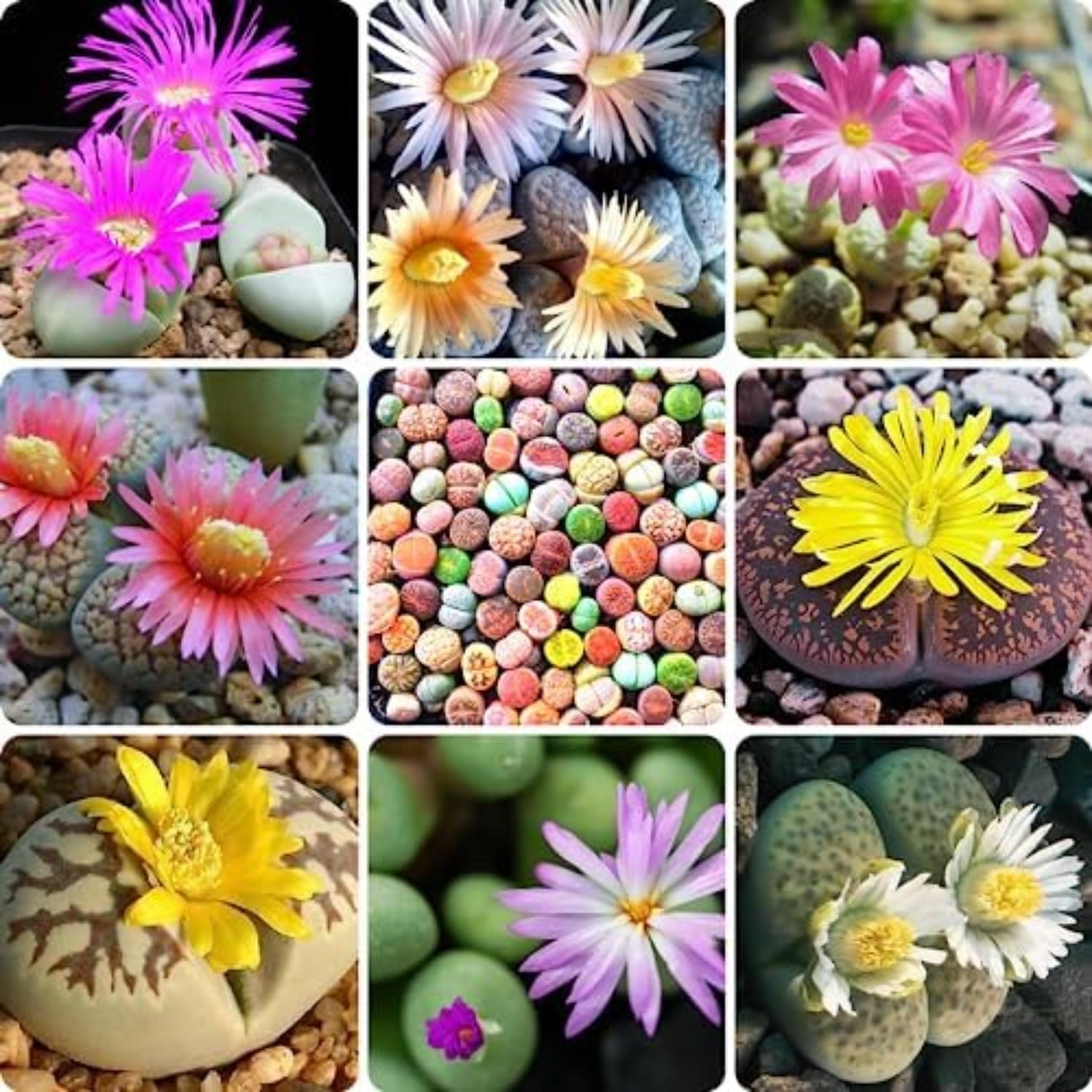 Mix Lithops Succulents Plants Live Bulks, Pack 20 Corlorful Living Stones Lithops Live Plants, Beautiful Lithops Living Stones to Grow, Large Lithop Succulents Cactus Garden