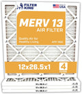 Filter King 12x26.5x1 Air Filter | 4-PACK | MERV 13 HVAC Pleated A/C Furnace Filters | MADE IN USA | Actual Size: 12 x 26.5 x .75"