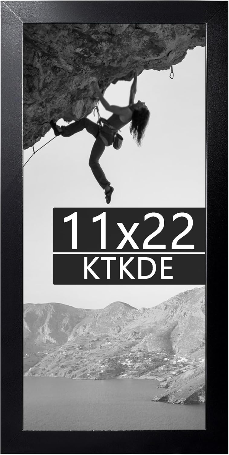 KTKDE 11x22 Newspaper Frame wooden Black with Polished Plexiglass,Poster Frame Studio Gallery Horizontal and Vertical Art Prints of The Walls