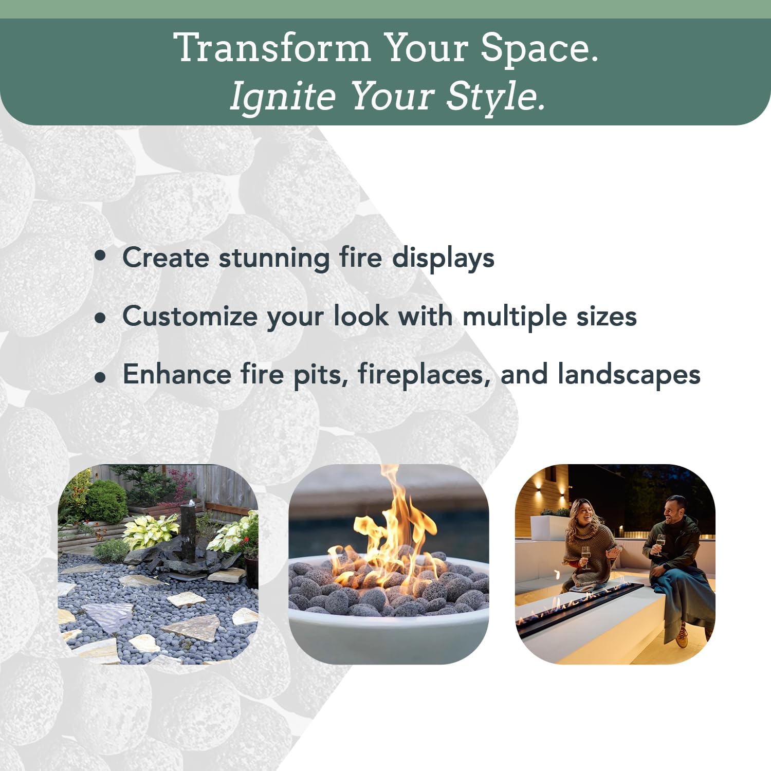 Black Lava Rocks for Fire Pit - 1 to 2 inch 10 lbs - Gas Fireplace Rocks - Black Lava Rock for Propane Fire Pit - Decorative Lava Stone Volcanic Rock for Outdoor & Indoor Gas Fireplace