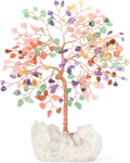 Gemstone Crystal Tree of Life,Quartz Cluster Base,Bonsai Money Tree Feng Shui Decor,Chakra Healing Crystals Positive Enegy-Good Luck Gift 5.5-6.3 Inches